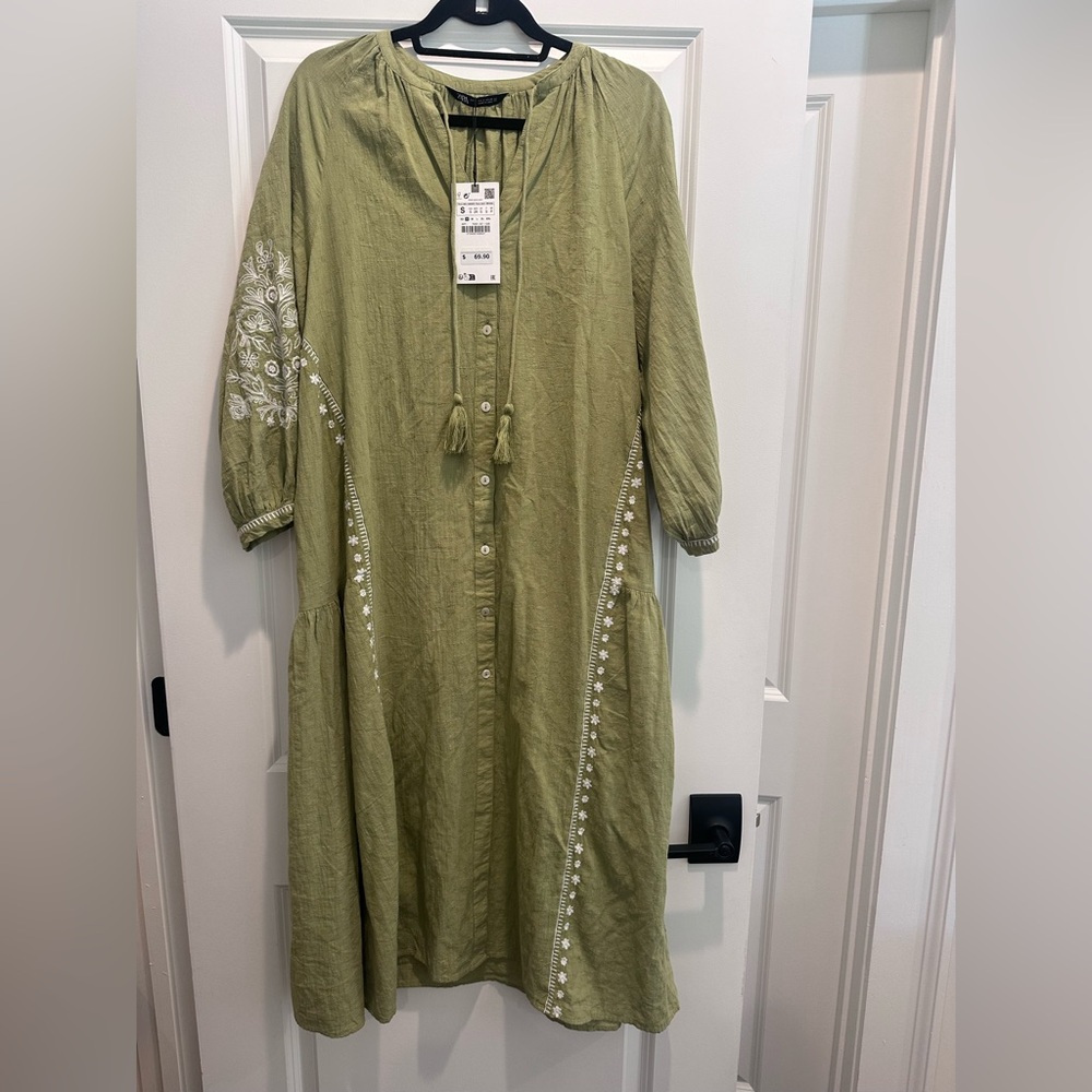Zara Olive Textured Dress